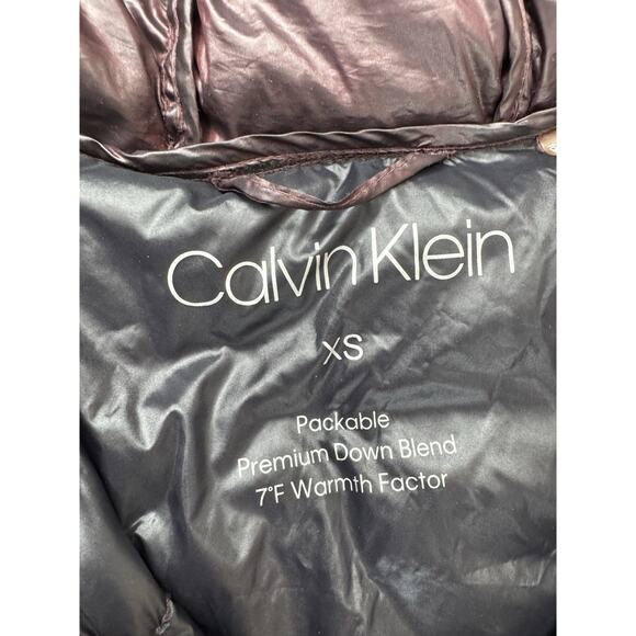 Calvin Klein Womens Packable Lightweight Premium Down Puffer Jacket XS Purple - Picture 2 of 16